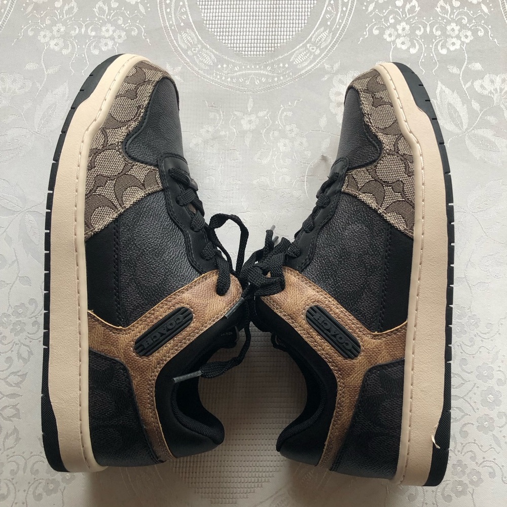 COACH C 201 Signature Monogram Coated Canvas Brown Sneakers Men’s Size 9 NWB - Picture 4 of 16